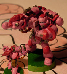 Size: 850x939 | Tagged: source needed, safe, pinkie pie, g4, armor, devastator squad, figurine, gaming miniature, miniature, missile launcher, photo, pinkie launcher, power armor, space marine, thin your paints, warhammer (game), warhammer 40k
