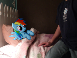 Size: 1024x768 | Tagged: safe, artist:afkrobot, artist:xxsilverthehedgehog, rainbow dash, human, fanfic:my little dashie, g4, bed, blanket, irl, irl human, photo, ponies in real life, reference, vector