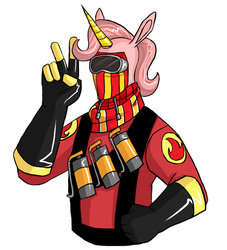 Size: 851x938 | Tagged: safe, artist:shadowhunter999, pony, unicorn, barely pony related, magical mercenary, pyro (tf2), solo, team fortress 2