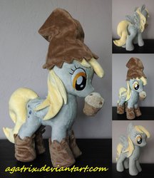 Size: 1280x1481 | Tagged: safe, artist:agatrix, derpy hooves, pegasus, pony, g4, clothes, costume, female, irl, mare, muffin, nightmare night costume, paper bag wizard, photo, plushie, solo