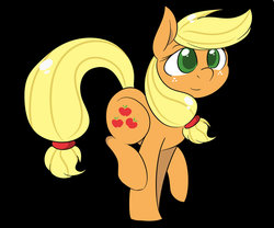 Size: 1024x853 | Tagged: safe, artist:tokipeach, applejack, g4, black background, female, hatless, missing accessory, running, simple background, solo
