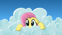 Size: 5331x3000 | Tagged: safe, artist:blackgryph0n, fluttershy, g4, cloud, cover art, female, looking at you, solo