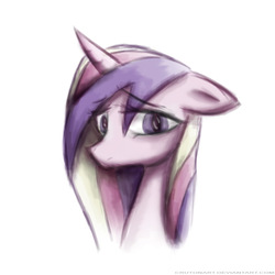 Size: 1000x1000 | Tagged: safe, artist:crutonart, princess cadance, g4, female, lonely, sad, simple background, solo