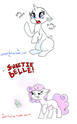 Size: 694x1114 | Tagged: safe, artist:bunnycat, rarity, sweetie belle, g4, 30 minute art challenge, bad hair day, bald, comic, crying, magic, nair, pure unfiltered evil, sisters