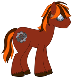 Size: 1386x1500 | Tagged: safe, artist:ynoys, oc, oc only, oc:rust bucket, earth pony, pony, goggles, male, solo, stallion, unshorn fetlocks