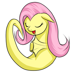 Size: 594x619 | Tagged: safe, artist:phoenixperegrine, fluttershy, sea pony, g4, female, pixiv, seaponified, seapony fluttershy, simple background, singing, solo, species swap, white background