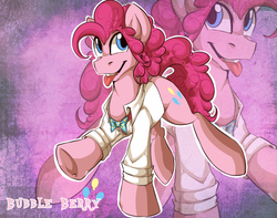 Size: 1346x1063 | Tagged: dead source, safe, artist:rainbowscreen, pinkie pie, g4, bubble berry, clothes, rule 63, solo, tongue out, zoom layer