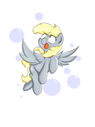 Size: 2400x3200 | Tagged: safe, artist:alazak, derpy hooves, pegasus, pony, g4, bubble, female, high res, mare, solo, spread wings, tongue out