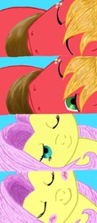 Size: 590x1355 | Tagged: safe, artist:musicgirl421, big macintosh, fluttershy, earth pony, pegasus, pony, g4, blushing, comic, eyes closed, female, male, mare, ship:fluttermac, shipping, smiling, stallion, straight