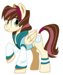 Size: 890x1065 | Tagged: safe, artist:dbkit, oc, oc only, oc:rosy rascal, pegasus, pony, clothes, crack shipping, jacket, offspring, parent:derpy hooves, parent:hoops, parents:ditzyhoops, simple background, solo, tail wrap, transparent background