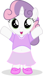 Size: 4288x7566 | Tagged: dead source, safe, artist:bigdream64, sweetie belle, pony, unicorn, g4, absurd resolution, belly button, bipedal, clothes, cute, diasweetes, female, filly, foal, horn, hug, looking at you, midriff, open mouth, simple background, skirt, smiling, solo, transparent background
