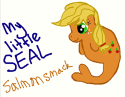 Size: 475x369 | Tagged: safe, artist:crownprincesslaya, applejack, seal, seal pony, g4, female, my little seal, simple background, solo, species swap, white background