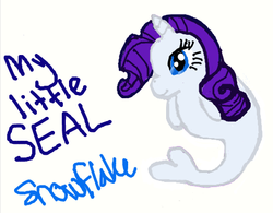 Size: 480x374 | Tagged: safe, artist:crownprincesslaya, rarity, seal, seal pony, g4, female, my little seal, solo, species swap
