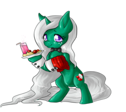 Size: 900x800 | Tagged: safe, artist:dizzywaiter, oc, oc only, oc:dizzy wizzy, pony, unicorn, solo, waiter