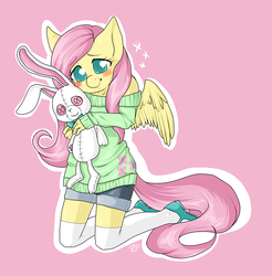 Size: 843x858 | Tagged: safe, artist:dizzywaiter, fluttershy, rabbit, anthro, g4, female, plushie, solo