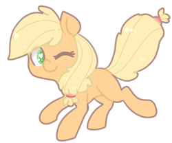Size: 1280x1065 | Tagged: safe, artist:pegacornss, applejack, g4, blank flank, female, simple background, solo, wingding eyes, wink