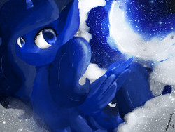 Size: 1600x1200 | Tagged: safe, princess luna, g4, female, moon, painting, solo, space