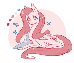 Size: 1180x1000 | Tagged: safe, artist:tomoe-chi, fluttershy, pegasus, pony, g4, female, limited palette, solo