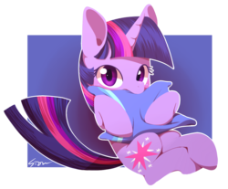 Size: 1000x827 | Tagged: safe, artist:sion, twilight sparkle, g4, cute, female, looking at you, pillow, solo, twiabetes