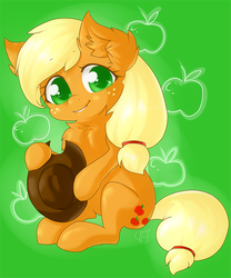 Size: 722x869 | Tagged: safe, artist:dizzywaiter, applejack, g4, chest fluff, cute, ear fluff, female, jackabetes, sitting, smiling, solo