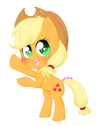 Size: 726x907 | Tagged: safe, artist:lexieskye, part of a set, applejack, g4, chibi, cute, female, rearing, simple background, solo, white background