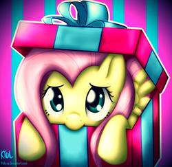 Size: 3400x3299 | Tagged: safe, artist:pshyzomancer, fluttershy, g4, cute, female, high res, looking at you, nom, present, shyabetes, smiling, solo