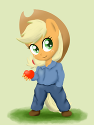 Size: 750x1000 | Tagged: safe, artist:empyu, applejack, earth pony, anthro, g4, ambiguous facial structure, female, solo