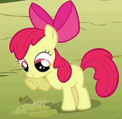 Size: 652x638 | Tagged: safe, screencap, apple bloom, earth pony, pony, g4, magical mystery cure, season 3, animated, cute, female, filly, gif, horses doing horse things, looking down, smiling, solo, stomping, underhoof