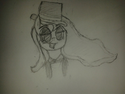 Size: 2560x1920 | Tagged: safe, princess luna, g4, classy, female, hat, monochrome, monocle, sketch, solo, top hat, traditional art