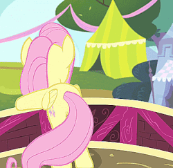 Size: 370x360 | Tagged: safe, screencap, fluttershy, pegasus, pony, filli vanilli, g4, season 4, animated, butt, butt tail, female, flutterbutt, mare, out of context, plot, solo, tail, wiggling