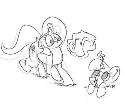 Size: 1280x1072 | Tagged: safe, artist:wizardski, trixie, twilight sparkle, g4, :t, dock, eating, flower, frown, inconvenient trixie, inconvenient twilight, leaning, magic, nom, raised hoof, role reversal, smiling, telekinesis, the tables have turned, wide eyes, wingding eyes
