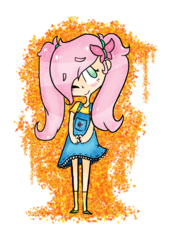Size: 1024x1516 | Tagged: safe, artist:paulettarmenta, fluttershy, human, g4, clothes, dress, female, frilly dress, humanized, skinny, solo, thin, younger