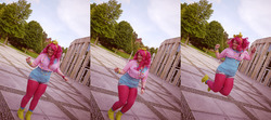 Size: 1280x569 | Tagged: safe, artist:glasmond, pinkie pie, human, galacon, g4, cosplay, irl, irl human, photo, solo