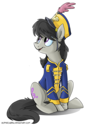 Size: 639x850 | Tagged: safe, artist:spainfischer, octavia melody, earth pony, pony, g4, canterlot high, canterlot high blog, clothes, female, hat, mare, open mouth, solo, uniform