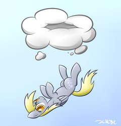 Size: 876x913 | Tagged: safe, artist:heavymetalbronyyeah, derpy hooves, pegasus, pony, g4, background pony, cloud, falling, falling through clouds, female, mare, reality ensues, solo