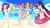 Size: 3365x1892 | Tagged: safe, artist:skyshek, applejack, fluttershy, pinkie pie, rainbow dash, rarity, twilight sparkle, human, g4, armpits, bandeau, barefoot, beach, belly button, bikini, breasts, clothes, delicious flat chest, feet, female, flattershy, horn, horned humanization, humanized, inner tube, mane six, midriff, one-piece swimsuit, rainbow dash bikini, sandcastle, skinny, swimsuit, thin, watergun, winged humanization