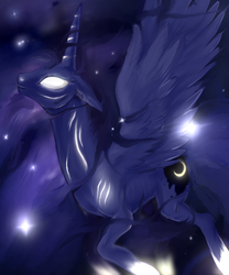 Size: 1000x1200 | Tagged: safe, artist:unicornkettle, princess luna, g4, female, glowing eyes, solo