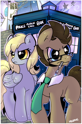 Size: 1024x1536 | Tagged: safe, artist:velexane, derpy hooves, doctor whooves, time turner, pegasus, pony, g4, blank flank, doctor who, female, mare, tardis