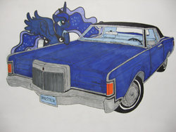 Size: 1024x768 | Tagged: safe, artist:patridam, princess luna, g4, car, female, lincoln (car), lincoln continental, solo, traditional art