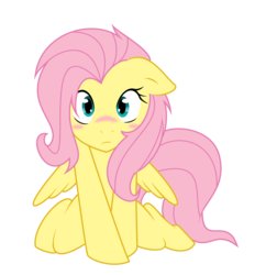 Size: 3806x4097 | Tagged: safe, artist:ambris, artist:tyler611, fluttershy, pegasus, pony, g4, blushing, crossed hooves, cute, female, floppy ears, high res, kneeling, looking at you, mare, messy mane, shyabetes, simple background, solo, transparent background