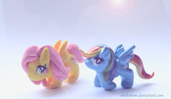 Size: 900x521 | Tagged: safe, artist:smikimimi, fluttershy, rainbow dash, g4, clay, craft, sculpture