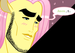 Size: 529x376 | Tagged: safe, fluttershy, anthro, g4, beard, crossgender, flutterguy, handsome face, male, solo