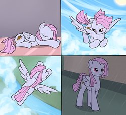 Size: 937x852 | Tagged: safe, artist:drawponies, oc, oc only, oc:melody, pegasus, pony, cloud, female, flying, folded wings, looking down, mare, reference sheet, solo, spread wings, tail, wings