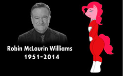 Size: 933x576 | Tagged: safe, artist:odiz, pinkie pie, earth pony, pony, g4, bipedal, mork and mindy, robin williams