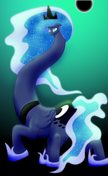 Size: 1278x2074 | Tagged: dead source, safe, artist:abductionfromabove, princess luna, g4, female, impossibly long neck, long neck, princess luneck, solo, wat