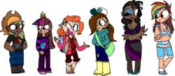 Size: 1562x679 | Tagged: safe, artist:mushroomcookiebear, applejack, fluttershy, pinkie pie, rainbow dash, rarity, twilight sparkle, human, g4, book, clothes, dark skin, diversity, hoodie, humanized, moderate dark skin, natural hair color