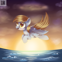 Size: 2400x2400 | Tagged: safe, artist:izymibrony, derpy hooves, pegasus, pony, g4, female, high res, mare, ocean, solo, water