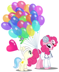 Size: 900x1096 | Tagged: safe, artist:pixelkitties, gummy, pinkie pie, g4, balloon, bandage, cancer, clown nose, patch adams, red nose, robin williams, simple background, transparent background