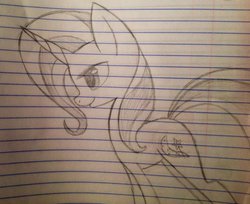 Size: 1024x835 | Tagged: safe, artist:migit244o, trixie, pony, unicorn, g4, female, lined paper, mare, monochrome, solo, traditional art