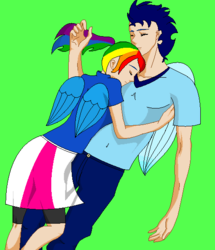 Size: 482x560 | Tagged: safe, artist:chihuahapup, rainbow dash, soarin', human, g4, female, humanized, male, ship:soarindash, shipping, straight